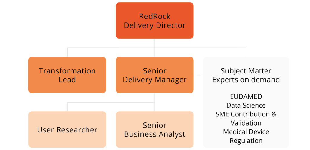 RedRock Delivery Director > Transformation lead - Senior Delivery Manager - Subject matter Experts on demand: Data Science, EUDAMED, SME Contribution & Validation, Medical Device Regulation > User Researcher - Senior Business Analyst